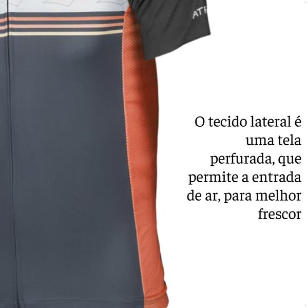 Imagem de Camisa Ciclismo Masculina Tam G DryFit Zíper Bolsos Traseiro Corrida Treino Academia Musculação UV50+ Atrio VB033