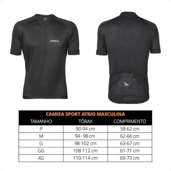 Imagem de Camisa Ciclismo Masculina Tam GG Preta UV30+ Dryfit Sport Corrida Treino Academia Musculação Atrio VB004