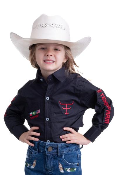 Imagem de Camisa Competição Feminina Infantil Manga Longa Texas Farm - Cap003/ Inf - Preto/ Vermelho