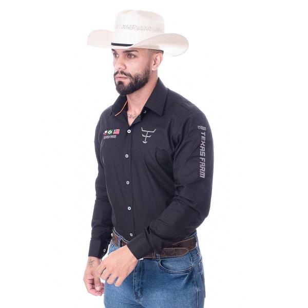 Imagem de Camisa Competição Masculina Manga Longa Texas Farm - Cp007 - Preto/ Cinza Chumbo