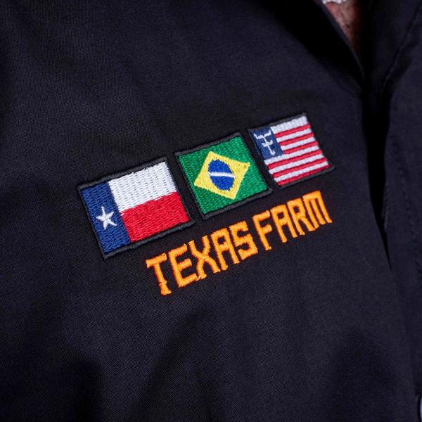 Imagem de Camisa Competição Masculina Manga Longa Texas Farm - Cp007 - Preto/ Laranja Neon