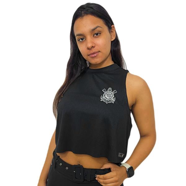 Imagem de Camisa Corinthians Cropped Basic Preto - Feminina