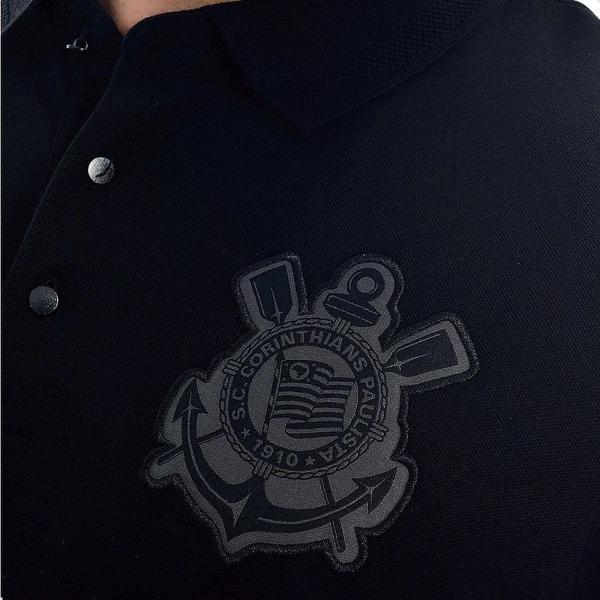 Imagem de Camisa Corinthians Polo Preta All Black Masculina Coimbra