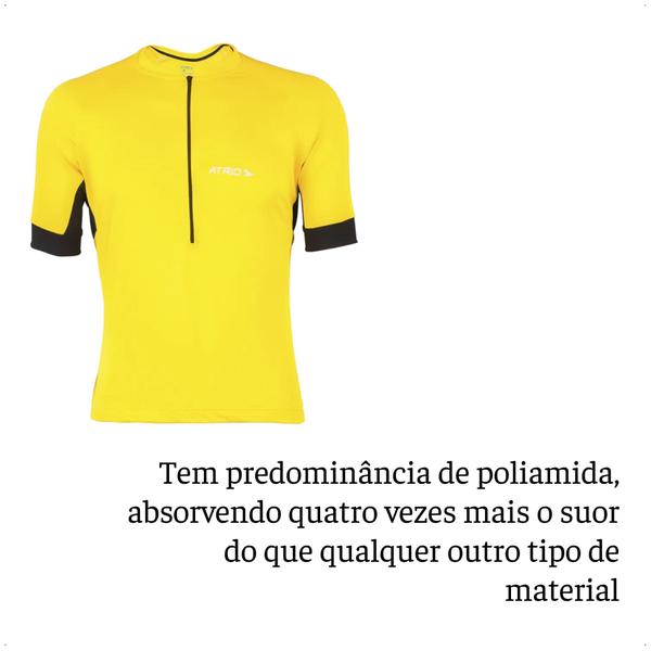 Imagem de Camisa de Ciclismo Masculino Manga Curta Sport Tamanho G Amarela Proteção UV30 Confortável Atrio - VB013