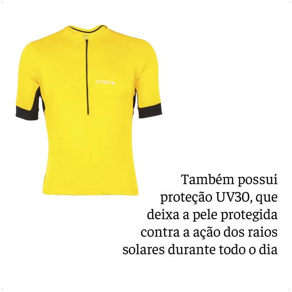 Imagem de Camisa de Ciclismo Masculino Manga Curta Sport Tamanho M Amarela Proteção UV30 Confortável Atrio - VB012