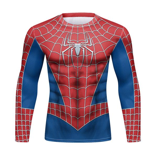 Imagem de Camisa de Compressão Homem Aranha Clássico Rashguard Elastano Adulto Manga Longa