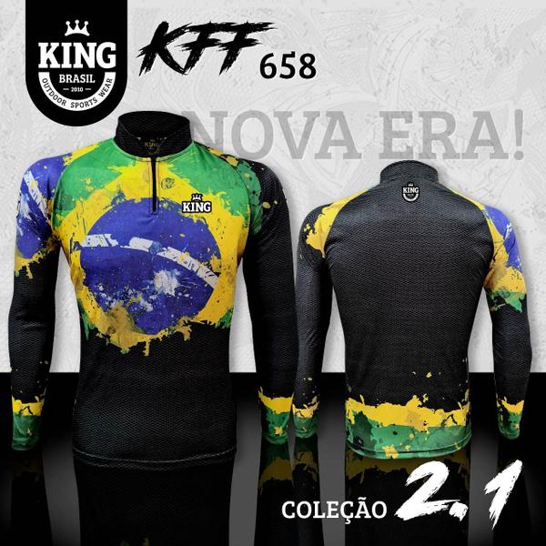 Imagem de Camisa de Pesca King Com Proteção Solar Uv50+ Modelo Novo Brasil