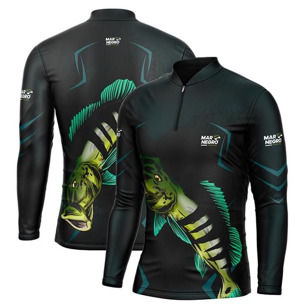 Imagem de Camisa de Pesca Proteção Solar UV Combate Tucunaré Azul - Mar Negro GG