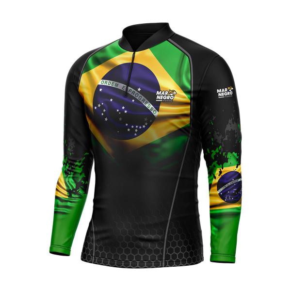 Imagem de Camisa de Pesca Proteção Solar UV Premium Brasil 1 - Mar Negro