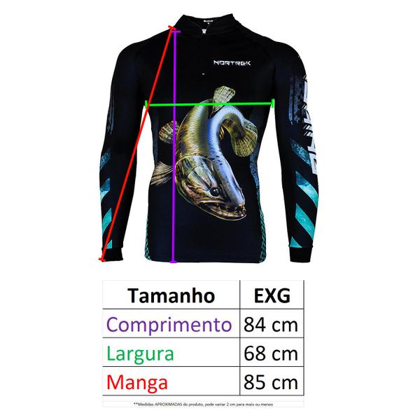 Imagem de Camisa de Pesca Tamanho Extra Grande C/Proteção Solar UV50+ Nortrek Escolha o Modelo