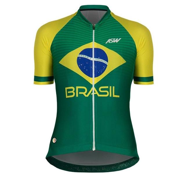 Imagem de Camisa Feminina Ciclismo Bike Asw Brasil Cbc Verde Amarelo