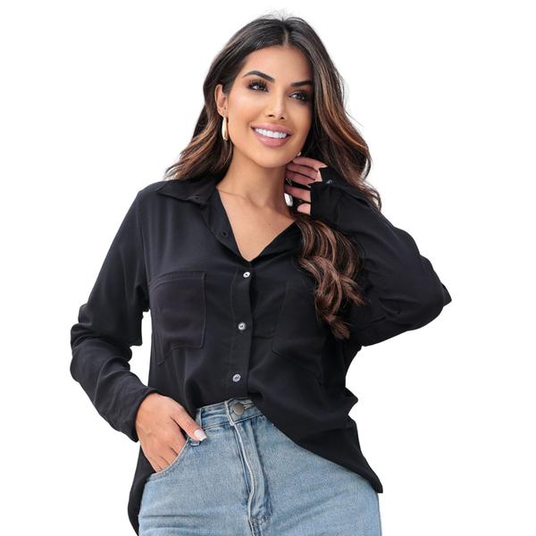 Botões Camisa Feminina Diferente Camisa Social Feminina Manga