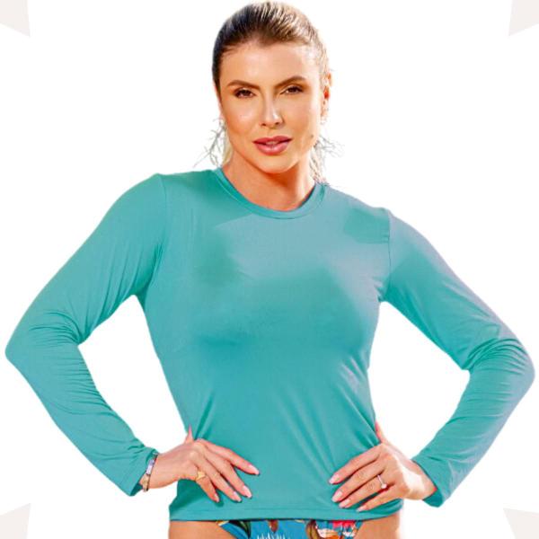 Camisa Feminina Térmica Proteção Solar Adulta Blusa Manga Longa