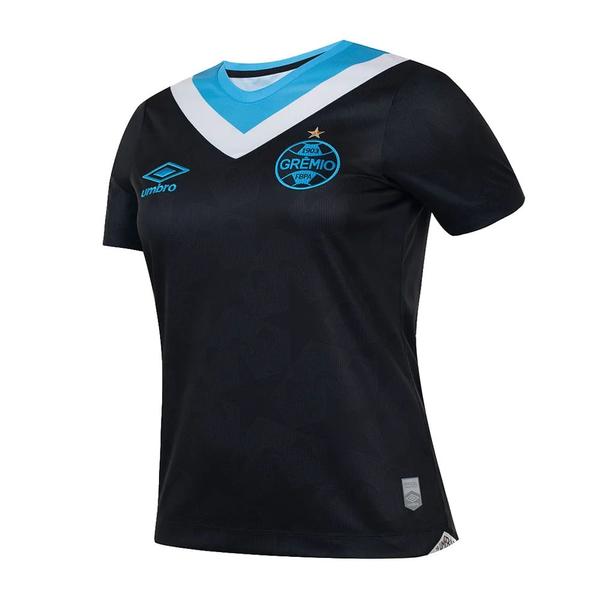 Imagem de Camisa Feminina Umbro Grêmio Oficial 3 2024 Torcedora Preto/azul