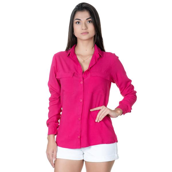 Camisa Feminina Viscolinho Manga Longa Lisa - Madame Camisa Feminina Viscolinho Manga Longa Lisa - Madame