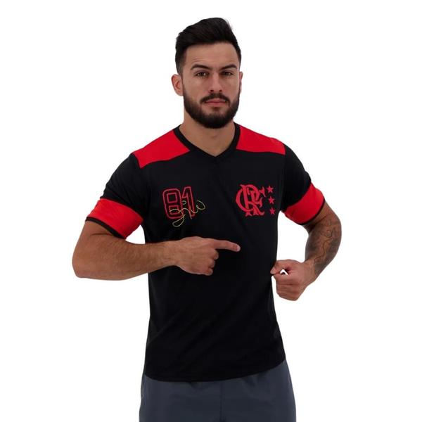Camisa Flamengo Masculina Retrô Zico Casual - BRAZILINE Imagem de Camisa Flamengo Masculina Retrô Zico Casual