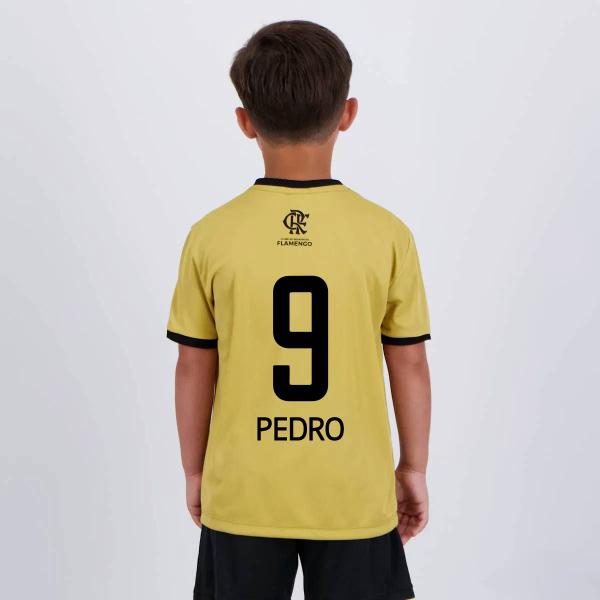 Imagem de Camisa Flamengo Pedro 9 Chalkboard Infantil Dourada