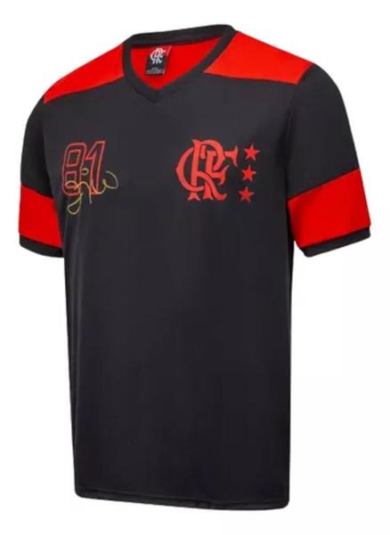 Imagem de Camisa Flamengo Zico Libertadores 1981 Retrô Preta/vermelha