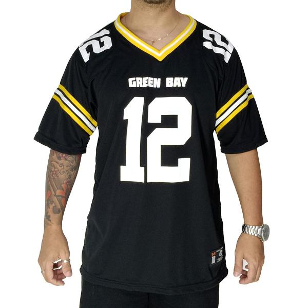 Imagem de Camisa Futebol Americano M10 Plus Size Green Bay 12 Preto