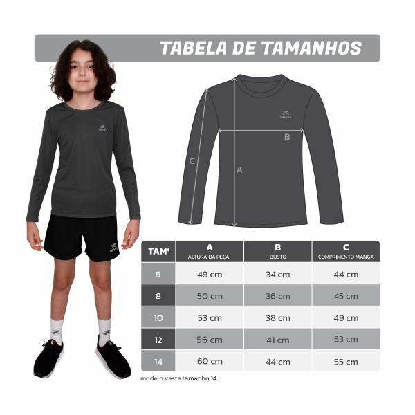 Imagem de Camisa Infantil Dry Basic Muvin - Proteção Solar FPS UV50 - Corrida, Caminhada e Academia