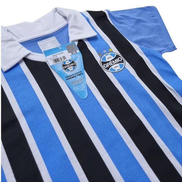 Imagem de Camisa Infantil Grêmio Polo Listrada Retrô Oficial