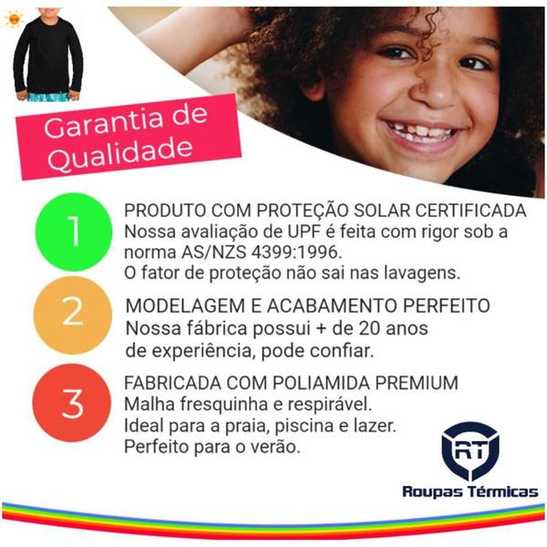 Imagem de Camisa Infantil Uv50+ Proteção Solar Unissex Manga Longa Praia Piscina Esportes