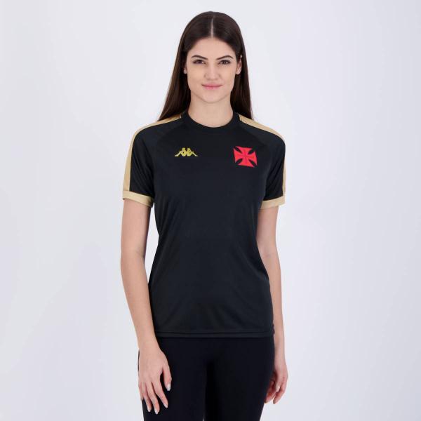 Imagem de Camisa Kappa Vasco Supporter Gold Feminina Preta