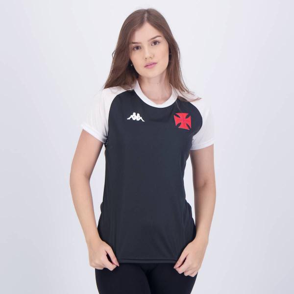 Imagem de Camisa Kappa Vasco Supporter Stripe Preta Feminina