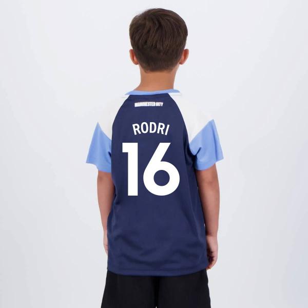 Imagem de Camisa Manchester City Rodri 16 Irwell Infantil Marinho