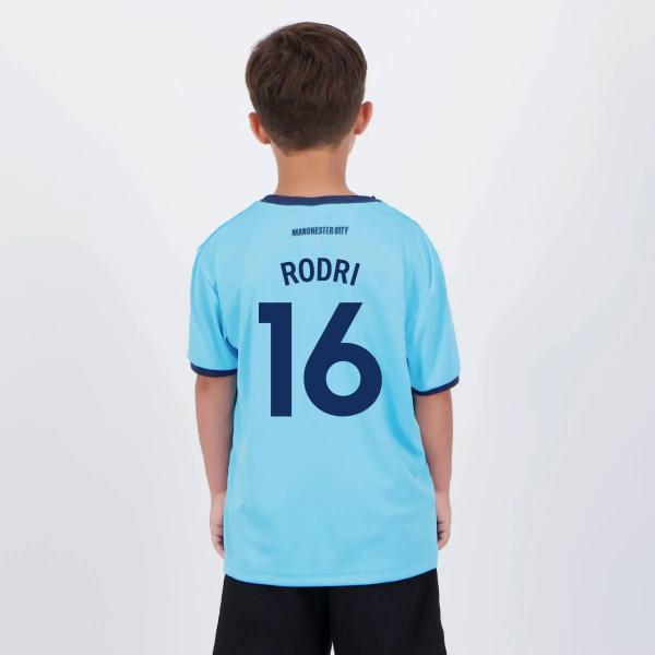 Imagem de Camisa Manchester City Rodri 16 Maine Infantil Azul