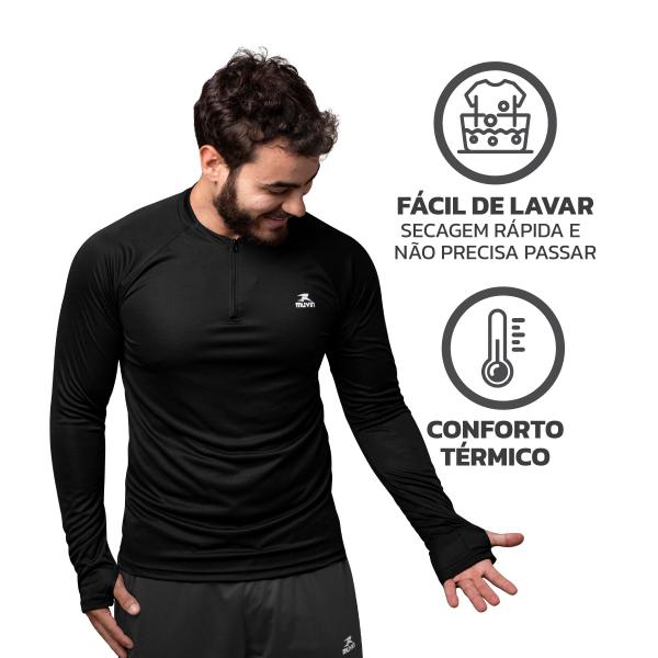 Imagem de Camisa Manga Longa Esportiva Futebol Masculina com Proteção Solar UV50+ Muvin - Conforto Térmico