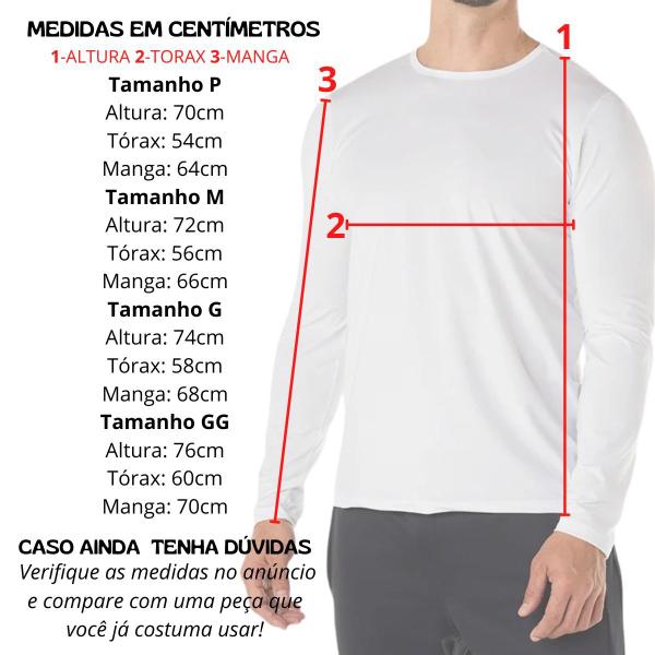 Imagem de Camisa Manga Longa UV+ Masculina Verão Praia Piscina Esportes Slim Over Básica 3061A