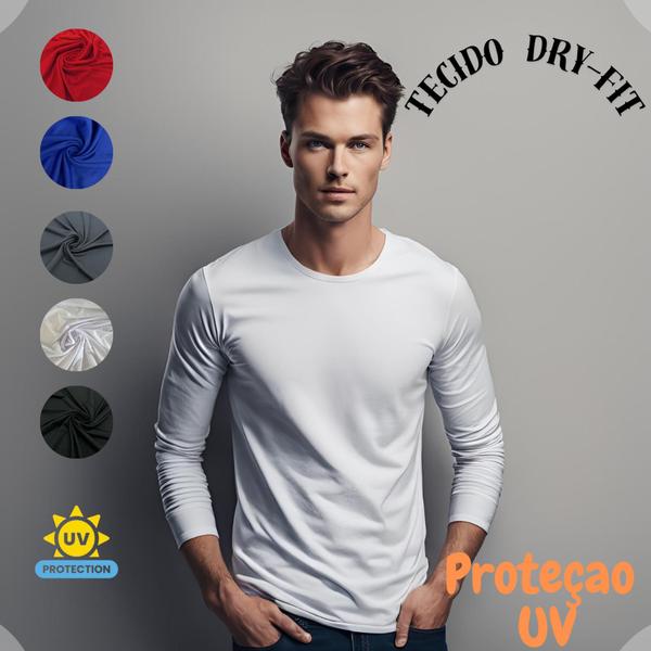 Imagem de Camisa Masculina Preta Termica Proteção Uv