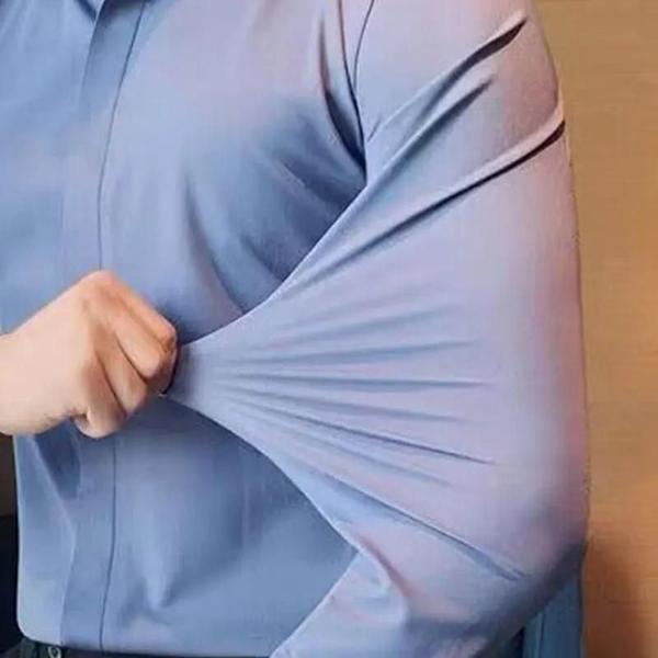 Imagem de Camisa Masculina Sem Costura Anti-rugas Alta Elástica Elastano Camisa De Manga Comprida Seda