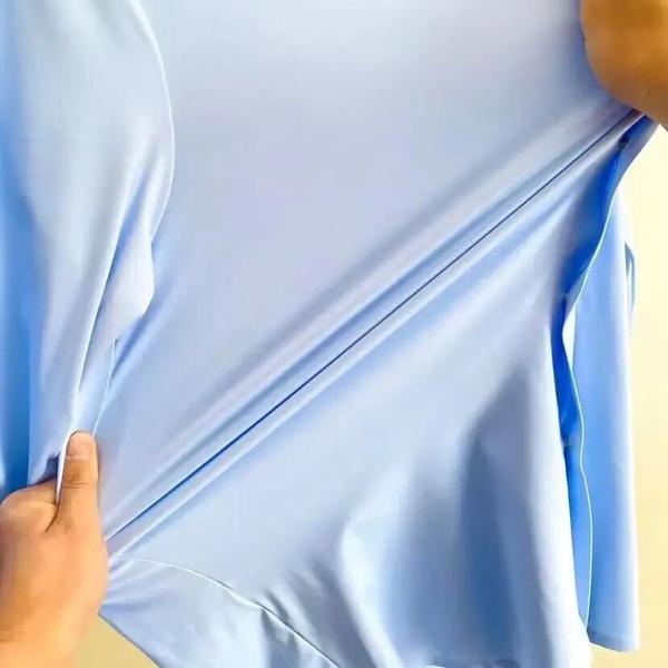 Imagem de Camisa Masculina Sem Costura Anti-rugas Alta Elástica Elastano Camisa De Manga Comprida Seda