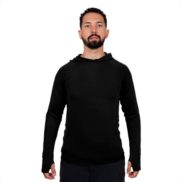 Imagem de Camisa Masculina Termica Frio Inverno Proteção Uv Capuz