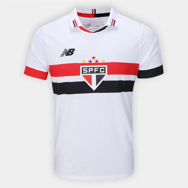 Imagem de Camisa Oficial São Paulo I 24/25 s/n Jogador New Balance Masculina - Branco+Vermelho