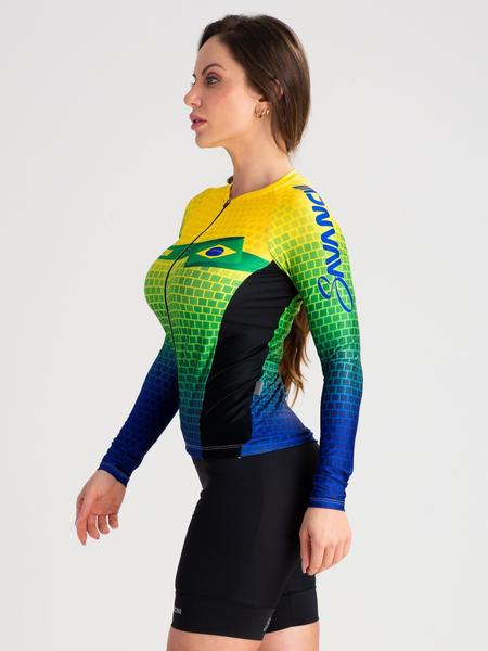 Camisa Para Ciclismo Feminina Manga Longa Brasil Savancini (3309) Imagem de Camisa Para Ciclismo Feminina Manga Longa Brasil Savancini (3309)
