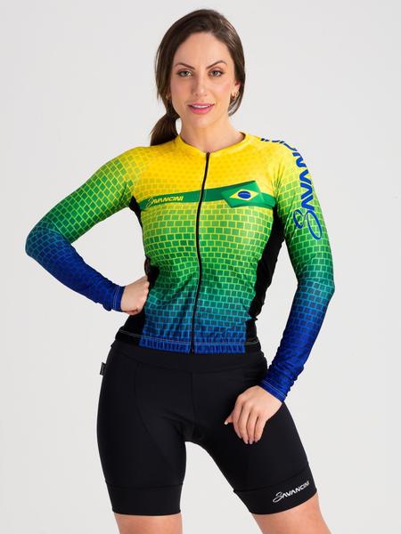 Camisa Para Ciclismo Feminina Manga Longa Brasil Savancini (3309) Imagem de Camisa Para Ciclismo Feminina Manga Longa Brasil Savancini (3309)
