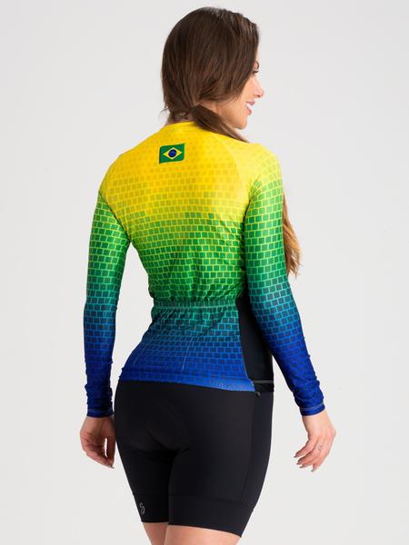 Camisa Para Ciclismo Feminina Manga Longa Brasil Savancini (3309) Imagem de Camisa Para Ciclismo Feminina Manga Longa Brasil Savancini (3309)