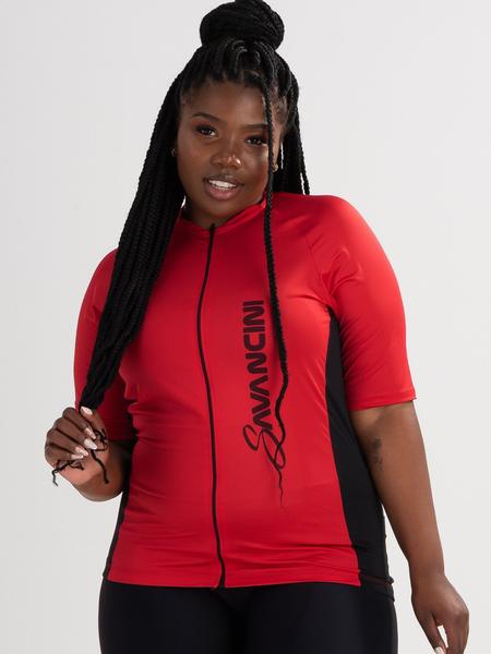 Imagem de Camisa Para Ciclismo Feminina Plus Size Vermelho Savancini Fun (1306)