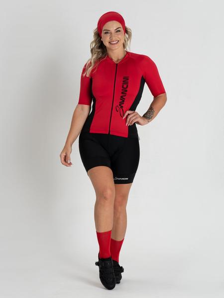 Camisa Para Ciclismo Feminina Vermelho Savancini Fun (1306) Imagem de Camisa Para Ciclismo Feminina Vermelho Savancini Fun (1306)