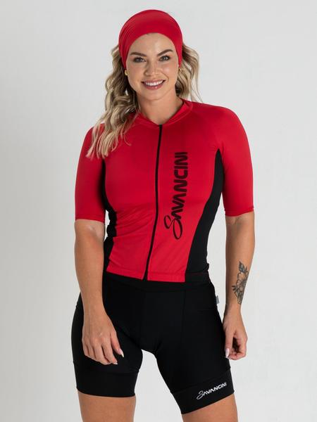 Camisa Para Ciclismo Feminina Vermelho Savancini Fun (1306) Imagem de Camisa Para Ciclismo Feminina Vermelho Savancini Fun (1306)