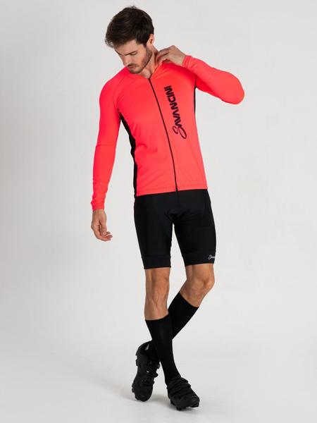 Imagem de Camisa Para Ciclismo Masculina Rosa Flúor Manga Longa Savancini Fun (1140)