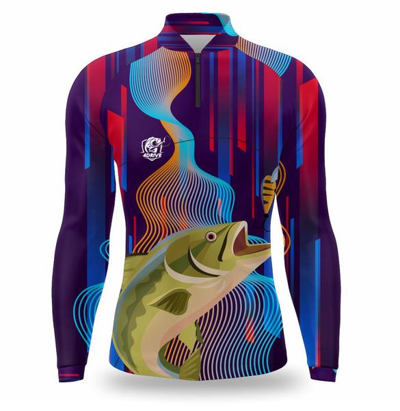 Imagem de Camisa pesca proteção solar uv fator 50 em varias estampas Camiseta de pescaria camuflada e de peixe