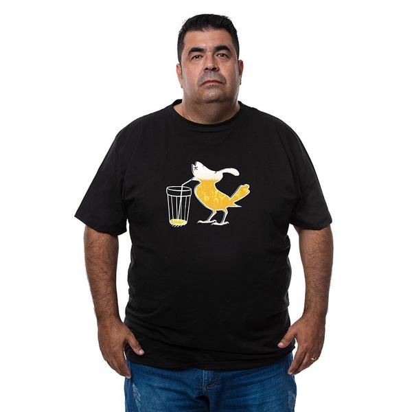 Imagem de Camisa Plus Size Algodao Masculina Estampa Passaro Cervejeiro Com Abridor De Garrafa