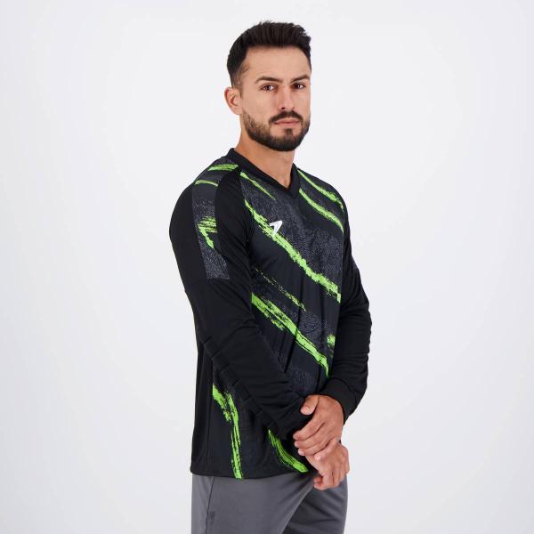 Imagem de Camisa Poker Goleiro Celeno N 1 Preta e Verde