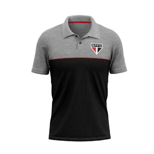 Imagem de Camisa Polo Braziline São Paulo FC Dorm Masculino - Cinza e Preto