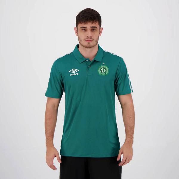 Imagem de Camisa Polo Chapecoense Viagem 19/20 Umbro Masculina - Verde+Branco - P