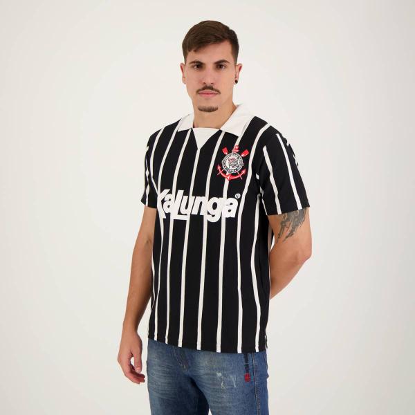 Imagem de Camisa Polo Corinthians 1990 Retrô Preta